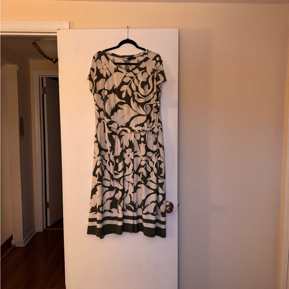Lane Bryant Olive and Cream Midi Dress